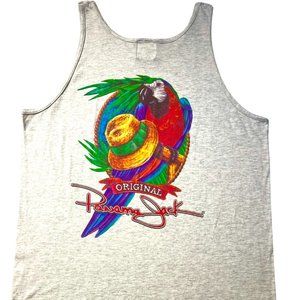 Vintage Panama Jack Bahamas Gray Mens Parrot Tank Top T-Shirt Size Large